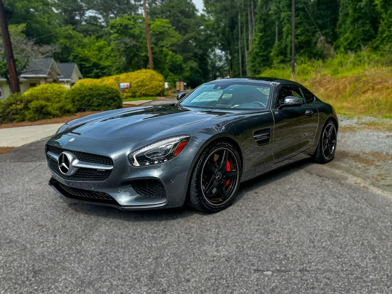 Front three-quarter of a ceramic-coated gray Mercedes-AMG GT