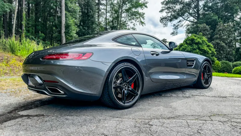 Rear three-quarter of a ceramic-coated Mercedes-AMG GT with deep gloss