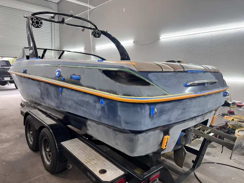 Before — Malibu Wakesetter gelcoat wet-sand and restoration